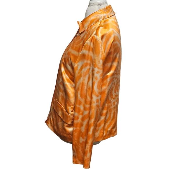Versace Shacket Orange Cream Slanted Full Zip Jacket Shirt (Missing Belt/Sash) - Picture 4 of 11